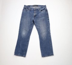 Express Mens 34x28 Distressed Blake Loose Fit Straight Leg Denim Jeans Blue - $44.50