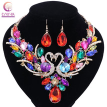 Fashion Nigerian Jewelry Set For Women Purple Tassel Earrings Necklace Set Banqu - £27.21 GBP