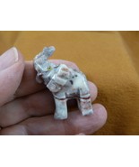 Y-ELE-31) little white red gray ELEPHANT SOAPSTONE stone figurine trunk ... - $164.67 MXN