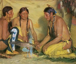 Making Sweet Grass Medicine Henry Sharp Western Art Print Native American 13x16 - £31.13 GBP