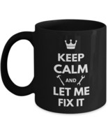 Handyman Mug Keep Calm Let Me Fix It Ceramic Mechanic Gift Coffee Mug Bl... - £18.09 GBP