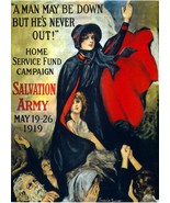 1919 Christian Salvation Army Campaign Poster Man May Be Down Duncan Print 766 - $5.99
