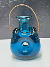 Vintage Signed Chet Cole Handblown Blue Hanging Flower Bud Vase - $47.52