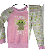 Star Wars Baby Yoda Snow Cute Grogu Mandalorian Fleece Pajamas Kids Size 6 - £13.59 GBP