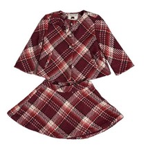 Janie and Jack Red Plaid Tweed Jacket &amp; Skirt Set Girls Size 3 / 4 - £37.22 GBP