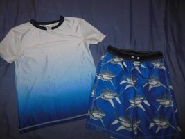 Boys Gymboree Swim Set Size 14 Swim Shirt&amp;Trunks Shark Print - $11.99