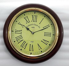 Antique Style Golden Brown Round Home Decorative Vintage Wooden Wall Clock - £49.85 GBP+