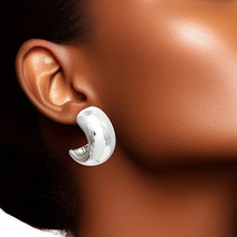 Hoop White Gold Small Moon Wide Earrings for Women - $39.49