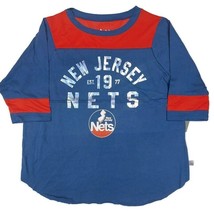 Touch NBA Throwback New Jersey Nets Kickoff T-Shirt 3/4 Sleeve Blue Womens XL - £10.77 GBP