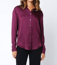 Olivaceous everest satin button down blouse in Sangria - size M - £34.77 GBP