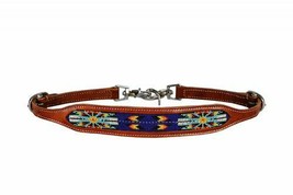Western Horse Blue Navajo Beaded Leather Wither Strap holds up the Breas... - $16.60