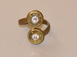 Winchester 40 Caliber S & W  (40 Cal.)  Double  Bullet Ring  With Swarovski Crys - $19.99