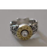 Remington Peters  357 Magnum Pistol  Bullet  Ring Filigree  Sterling Sil... - £46.42 GBP