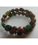 Multi-Color Multi-Stone Bead Wire Wrap Bracelet - $61.80 CAD