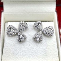 3Ct Taglio a Pera VVS1 Diamante Donna Fiore Orecchini Lobo 14K Oro Bianco Finire - £84.06 GBP