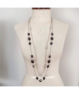 Silver Tone &amp; Black Two-Strand Long Station Necklace - $16.00