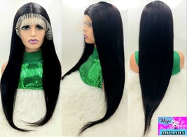 Donya &quot; 13x1 T Part, Lace Front Wig, Brazilian Virgin Human Hair, Black Straight - £169.06 GBP