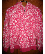 Pink and White Artsy Hooded Sweatshirt/Jacket, 2X, Bust 53" - $12.95