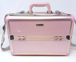Sephora Collection Large Pink Makeup Artist Case Train Trunk Storage Tra... - $39.99