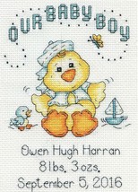 DIY Design Works Baby Chick Boy Birth Record Gift Counted Cross Stitch Kit 2897 - $18.95