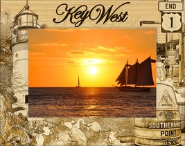 Key West Florida Laser Engraved Wood Picture Frame Landscape (4 x 6)  - £23.44 GBP