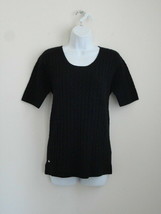 NWT LACOSTE Black Wool Cashmere SS Round Neck Cable Knit Sweater Top 46/14 - £39.50 GBP