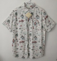 NWT Tricots St. Raphael Hawaiian Camp Sz L Florida Palms Tropical Button... - $18.39