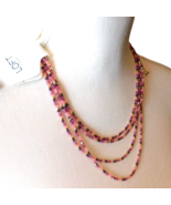 Loft Layered Beaded Necklace Sparkling Pink Hues Color Tone Adjustable 2... - £11.62 GBP