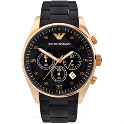 ARMANI AR5905 - MENS CHRONOGRAPH ROSE GOLD BLACK WATCH