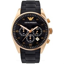 Armani Ar5905   Mens Chronograph Rose Gold Black Watch - $121.89