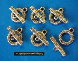 6 Wire Wrapped Toggle Jewelry Clasp Sets Gold Pl Necklaces Or Bracelets FPC386 - £3.05 GBP