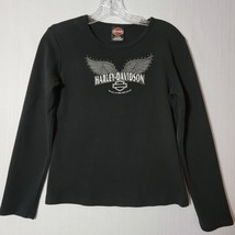 Harley Davidson Womens T Shirt Size Large Long Sleeve Black Denver CO. - $16.49