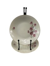 2  Bavaria FLOSS Soup Salad Bowls Plates PINK FLOWERS Gold Rim Plankenha... - $19.79