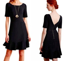 Anthropologie French Textured Dress 6 Medium Black Romantic V Back HD Paris NWT - £59.86 GBP