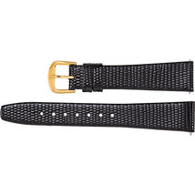Men&#39;s 18 mm Regular Black Leather Flat Lizard Grain Watch Strap Band - £21.84 GBP
