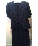 Vintage Dress 100% Silk 40&#39;S-50&#39;S Black on Black Silk Poi d&#39; soie Sz 10 ... - $39.50