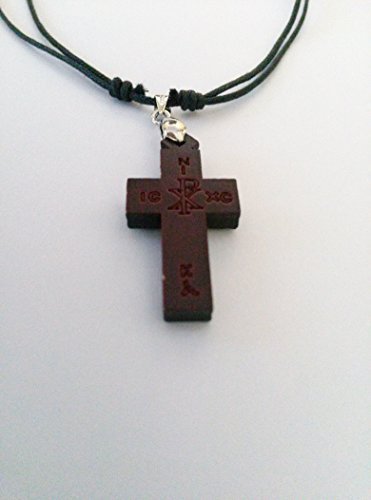 Christian Orthodox Greek Religious Pendant Necklace with Wood Cross / 3