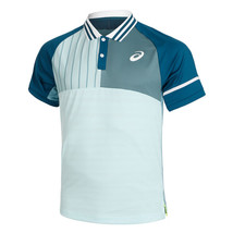 Asics Match Men&#39;s Tennis Polo-Shirt Sports Casual Blue Asia Fit NWT 2041A272405 - £75.84 GBP