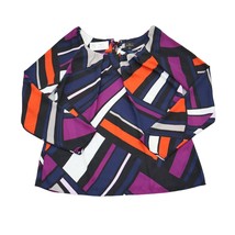 Worthington Shirt Womens M Multicolor Long Sleeve Round Neck Geometric Blouse - £17.01 GBP