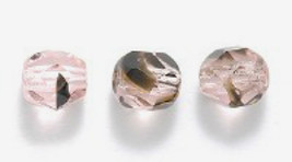 6mm Fire Polish, Transp Pink Tortoise Color, Czech Glass Beads 50 black spots - £1.99 GBP