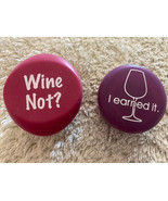 2 Silicone Wine Bottle Caps Pink Purple Wine Not? I Earned It Wine Glass - $8.73 CAD