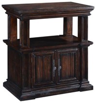 Nightstand Cathedral Dark Rustic Pecan Wood, Molding, Linen Fold Doors, ... - £1,315.10 GBP