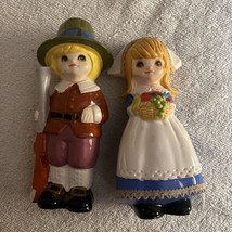 Vintage Napcoware Pilgrim Boy and Girl Figurines Thanksgiving C- 8228 Japan 6&quot; - £12.64 GBP