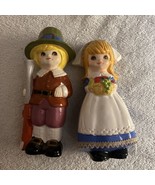 Vintage Napcoware Pilgrim Boy and Girl Figurines Thanksgiving C- 8228 Ja... - £10.89 GBP