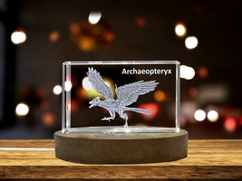 LED Base included | Archaeopteryx Dinosaur 3D Engraved Crystal 3D Engraved - £31.87 GBP+