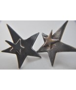 Vintage Israeli Huge Star Clip On Earrings Bat-Ami Sterling Silver Israe... - $123.75