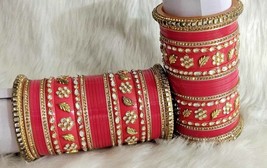 Bollywood Indian Traditional acrylic Bangles Chudi Chuda Bridal Kundan Jewelry - £60.04 GBP