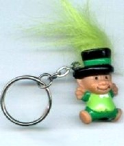 Funky Leprechaun Troll Keychain Fun Lucky Charm Gnome Costume Jewelry Lime Green - £5.58 GBP
