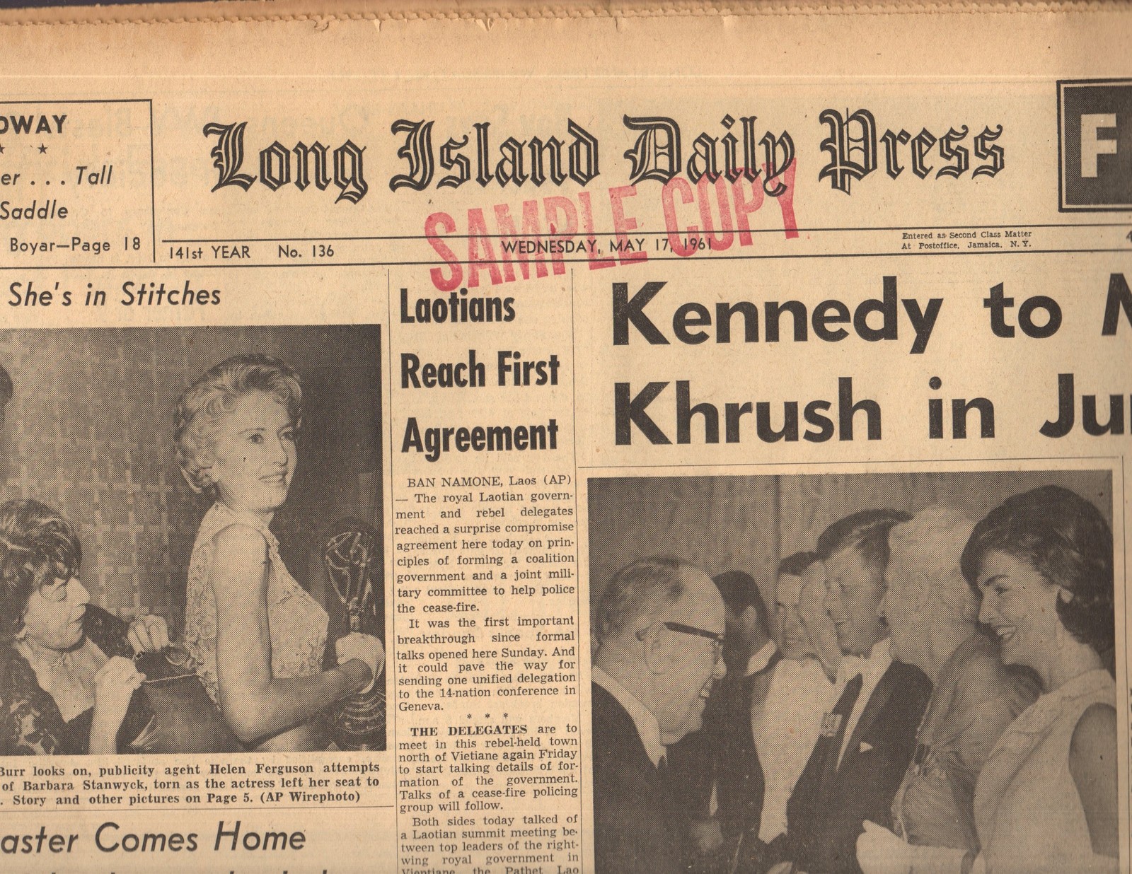 Long Island Daily Press May 1961 - $6.00