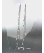 CHIC Long Drippy Multi Silver Chains Acrylic Crystals Shoulder Duster Ea... - £15.22 GBP